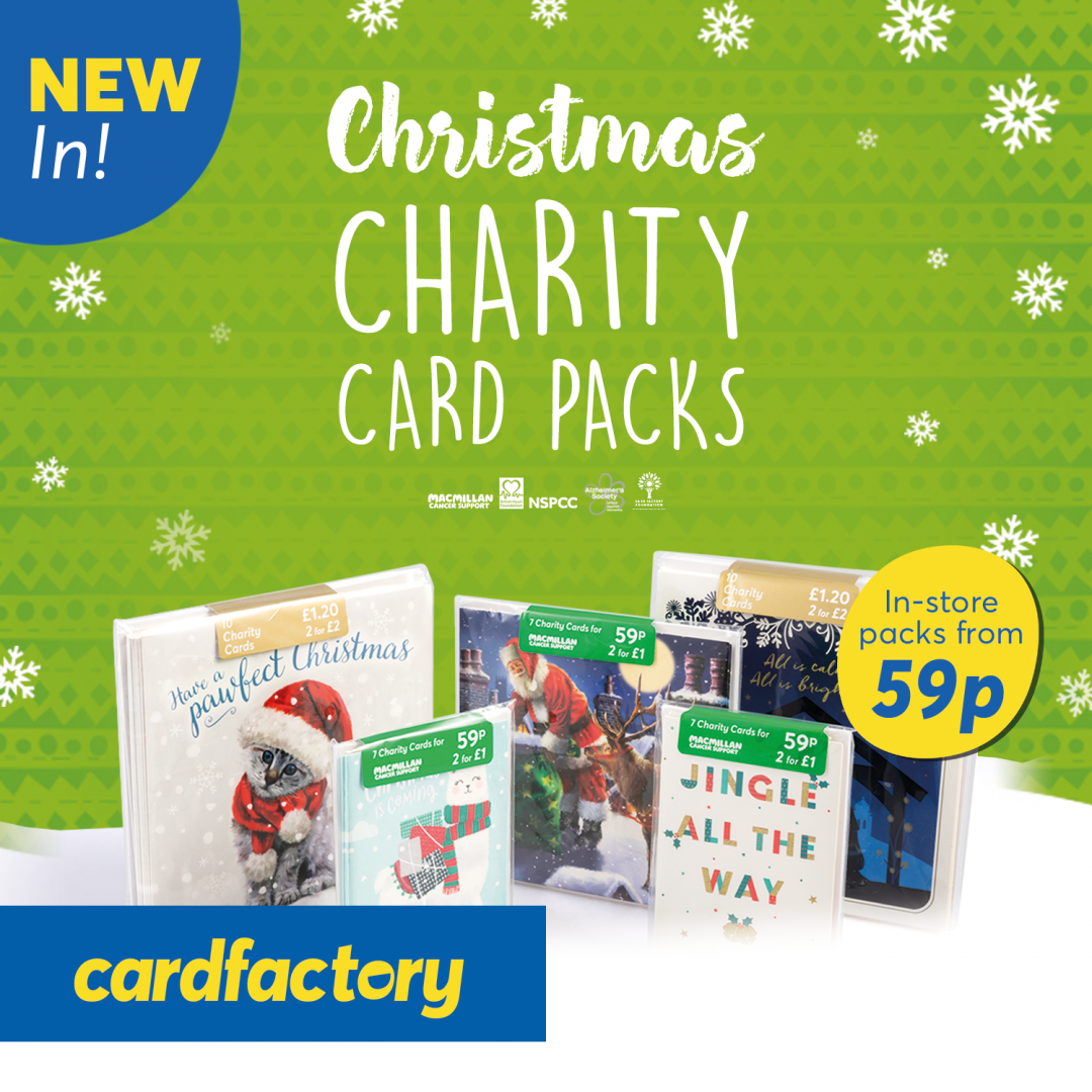 Christmas Charity Card Packs at Card Factory Spinning Gate Shopping