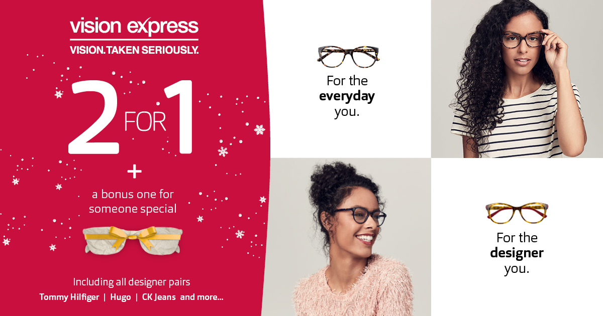 2 pairs of glasses for the price of 1 at Vision Express | Spinning Gate ...